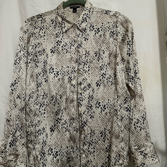 Ann Taylor silk snake Print Blouse - Brown and Cream - Picture 1 of 5